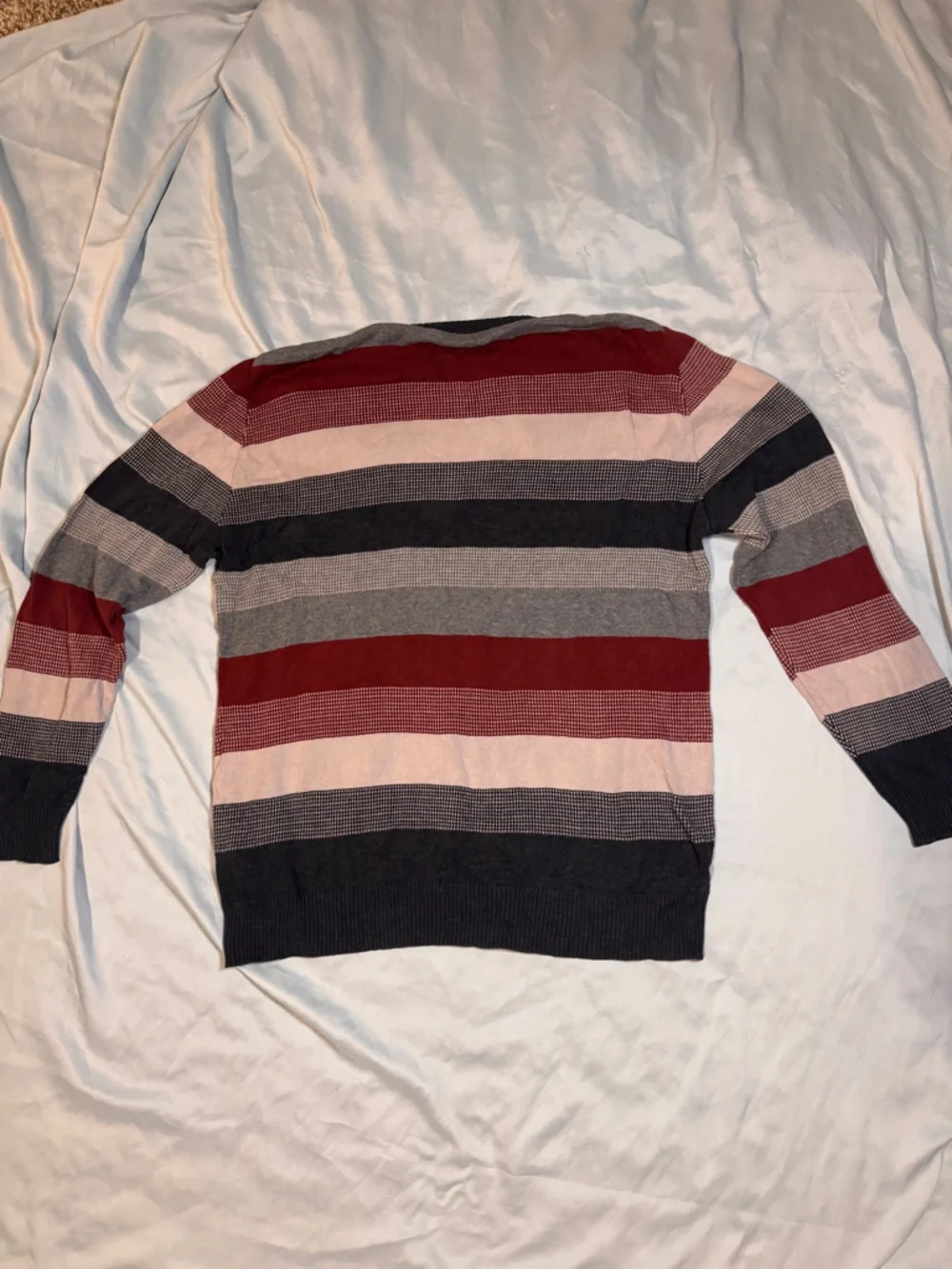 LC Waikiki Striped Knit Sweater Mens L Red Gray Navy Crewneck